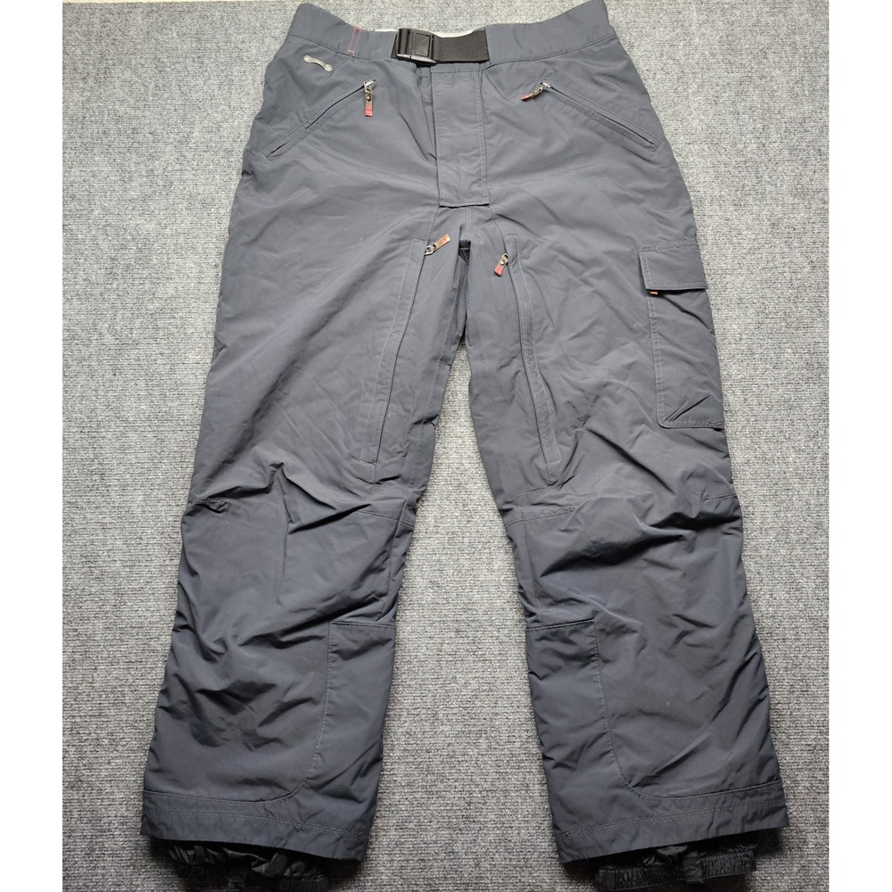 Spyder Mens Gray Ski Snowboard Pants Large Insulated Cargo Thigh Vents Belted